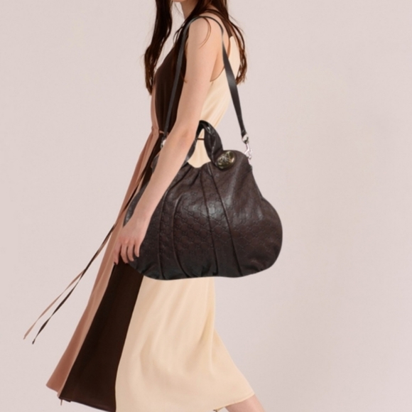 GUCCI guccisima hysteria brown leather 2way hobo bag - Picture 9 of 13